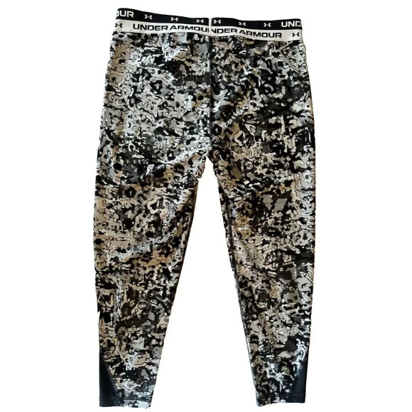 Under Armor Women's Size Medium Cropped Leggings Logo Running Gym Workout Mesh - Picture 4 of 7